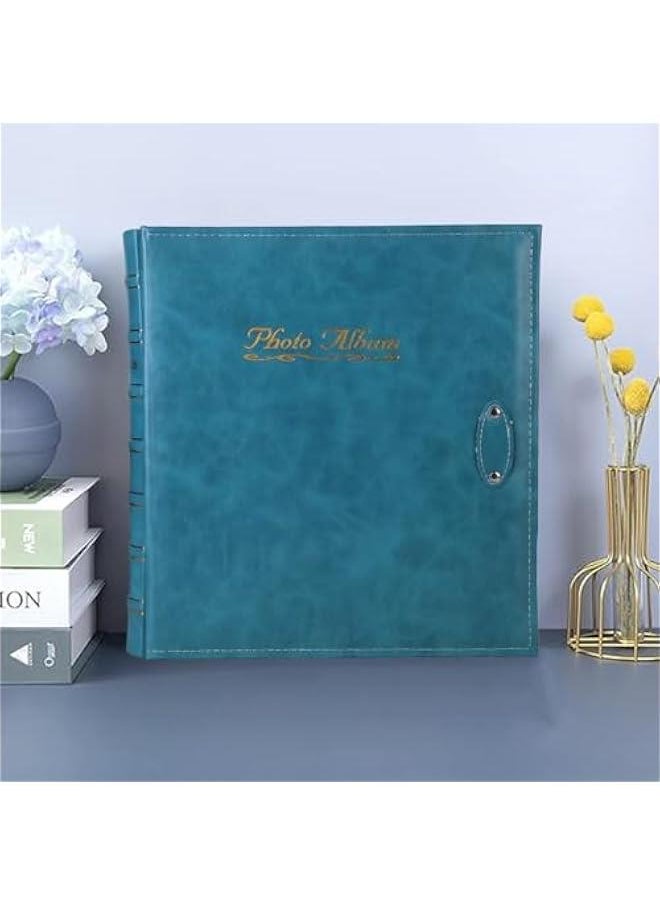 BWSJ - Large Photo Al Holds 500 4x6 Photos3 Horizontal and 2 Vertical Per ) Leatherette Paper Cover for Family Wedding Baby Vacation Blue) - Image 1