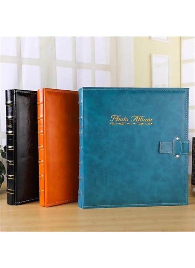 BWSJ - Large Photo Al Holds 500 4x6 Photos3 Horizontal and 2 Vertical Per ) Leatherette Paper Cover for Family Wedding Baby Vacation Blue) - Image 1
