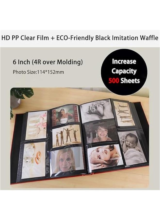 BWSJ - Large Photo Al Holds 500 4x6 Photos3 Horizontal and 2 Vertical Per ) Leatherette Paper Cover for Family Wedding Baby Vacation Blue) - Image 1