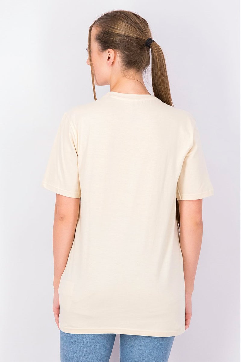 Disney Women Crew Neck Short Sleeve Graphic Print Top, Beige and Brown - Image 2