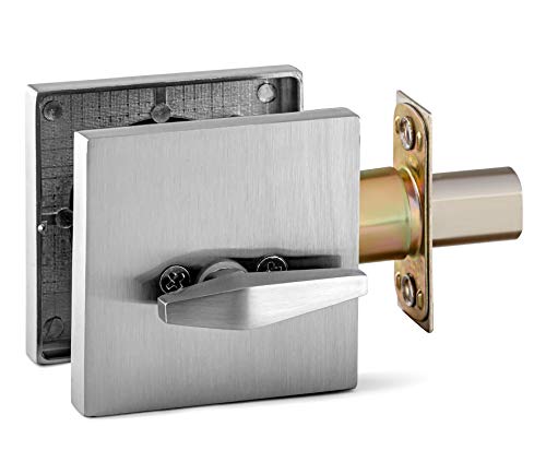 Berlin Modisch Single Cylinder Deadbolt Lock Slim Square for Front Door Modern Contemporary High Security Heavy Duty – Satin Nickel Finish - Image 3