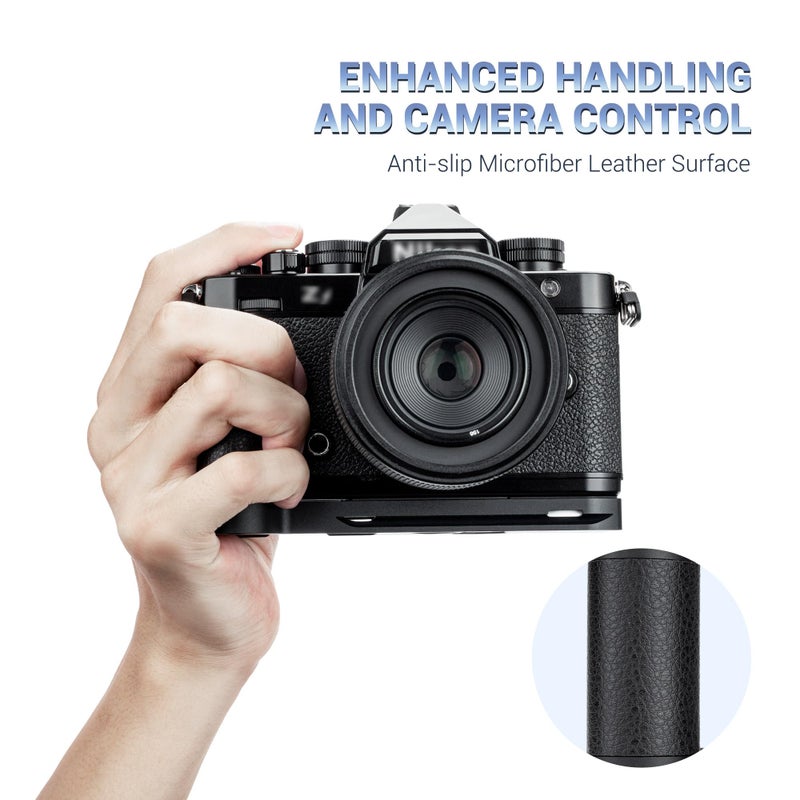 JJC Solid Metal Hand Grip Secure Handle L Bracket for Nikon Zf Camera, for Airtag Holder, Nikon Zf Handgrip, Anti-Slip Pads, with Arca Swiss Quick Release Plate, 1/4"-20 Tripod Hole & Hand Strap Hole - Image 2