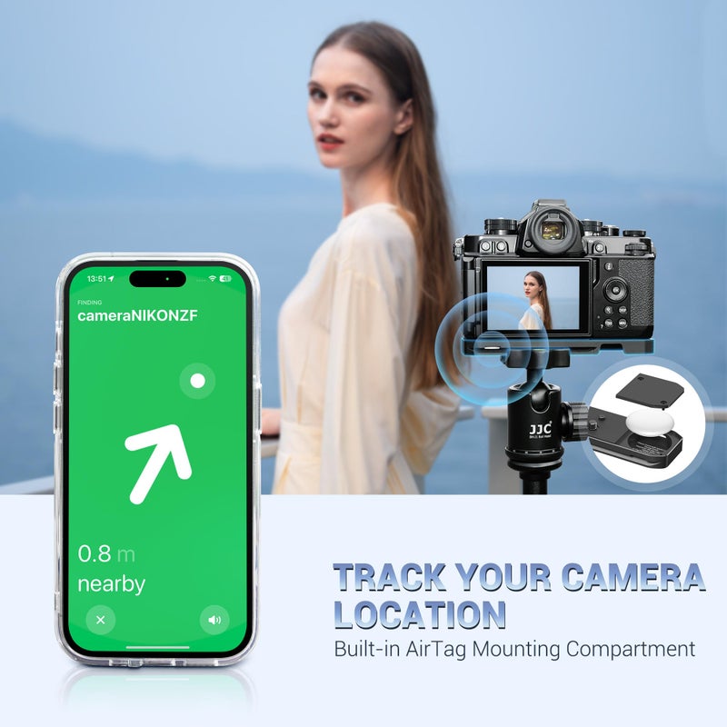 JJC Solid Metal Hand Grip Secure Handle L Bracket for Nikon Zf Camera, for Airtag Holder, Nikon Zf Handgrip, Anti-Slip Pads, with Arca Swiss Quick Release Plate, 1/4"-20 Tripod Hole & Hand Strap Hole - Image 5