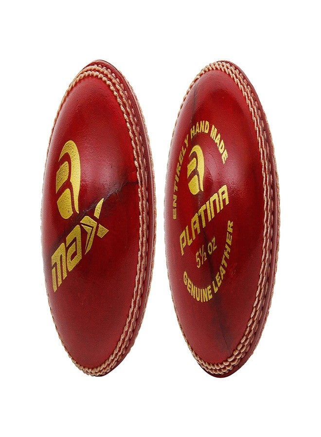 RMAX Red Platina Leather Cricket Ball (4 Part Ball,Pack of 1) - Image 4
