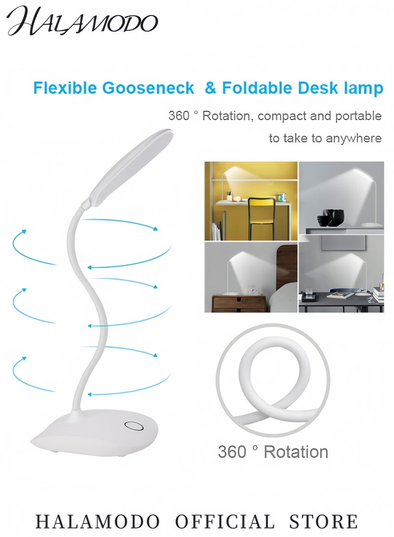 HALAMODO LED Desk Lamp white 21 x 12 10 cm Metal lightning 3 wattage White  - Image 4