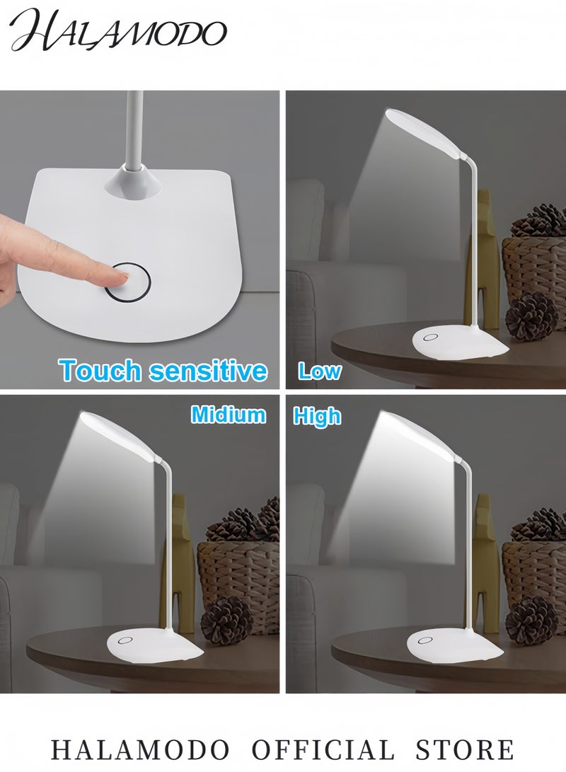 HALAMODO LED Desk Lamp white 21 x 12 10 cm Metal lightning 3 wattage White  - Image 3