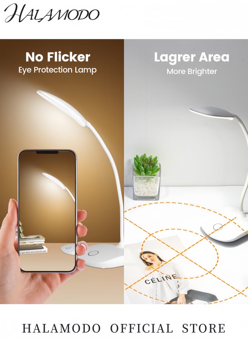 HALAMODO LED Desk Lamp white 21 x 12 10 cm Metal lightning 3 wattage White  - Image 2