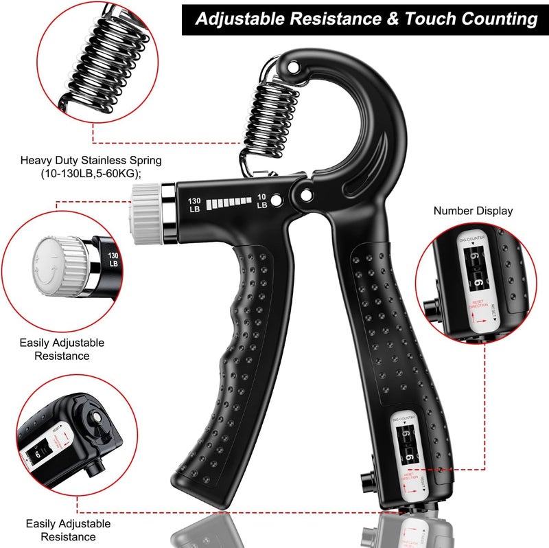 FirstFit Hand Grip Strength Trainer with Counter, Hand Grip Strengthener with Counter, Adjustable Resistance 5 to 60 kg, Non-Slip Gripper, Perfect for Athletes & Hand Exercising (Assorted Color) - Image 2