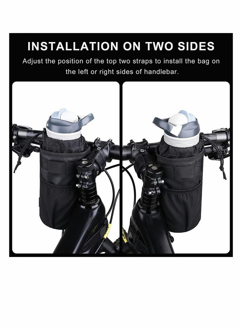 SYOSI - Bike Cup Holder Bicycle Water Bottle Holder Handlebar Drink Holder with Mesh Pockets Phone Bag Bike Handlebar Cup Drink Holder Bike Handlebar Bottle Bag Professional Cycling Accessories - Image 1