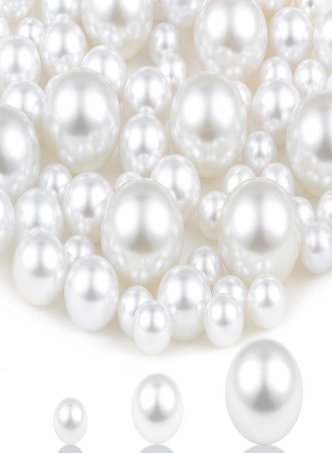 SUREAM 14/20/30mm Pearls for Crafting, 250PCS Assorted Sizes White No Hole Pearl Beads, Fake Beads Bulk for Floating Candles, Vase Filler, Brushes Holder, Centerpieces Decor - Image 1