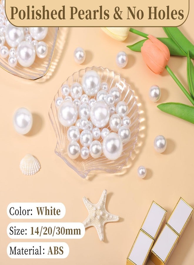 SUREAM 14/20/30mm Pearls for Crafting, 250PCS Assorted Sizes White No Hole Pearl Beads, Fake Beads Bulk for Floating Candles, Vase Filler, Brushes Holder, Centerpieces Decor - Image 3