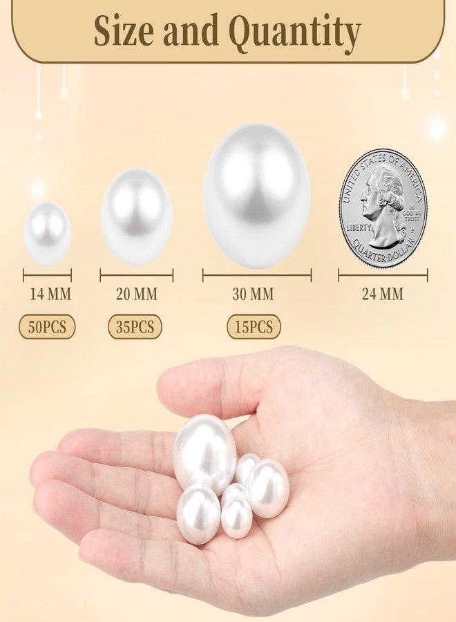 SUREAM 14/20/30mm Pearls for Crafting, 250PCS Assorted Sizes White No Hole Pearl Beads, Fake Beads Bulk for Floating Candles, Vase Filler, Brushes Holder, Centerpieces Decor - Image 2