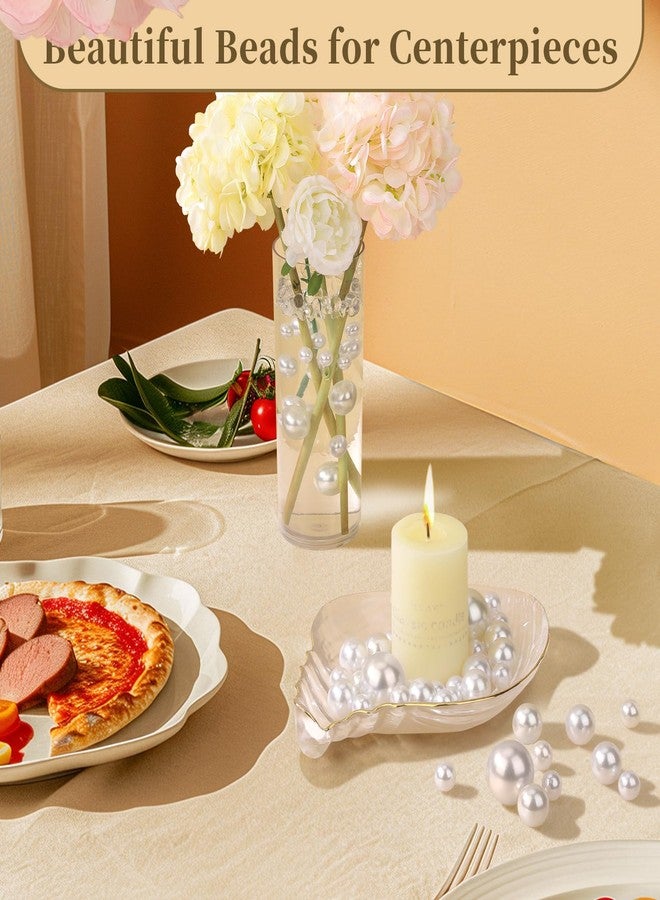 SUREAM 14/20/30mm Pearls for Crafting, 250PCS Assorted Sizes White No Hole Pearl Beads, Fake Beads Bulk for Floating Candles, Vase Filler, Brushes Holder, Centerpieces Decor - Image 4