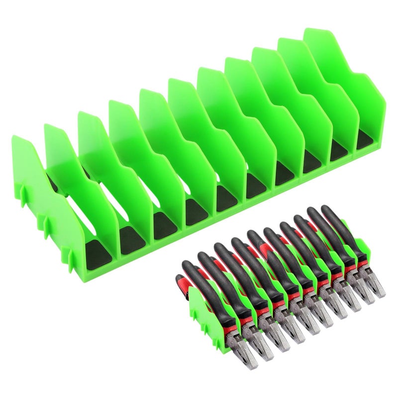 Loyanger Plier Organizer Rack 10Slot Pliers Cutters Holder with NonSlip Rubber Base Versatile Plier Storage Rack Pliers Holder Tool Storage Box Rack Fit Drawers 3 H and AboveCOLORGreen - Image 3