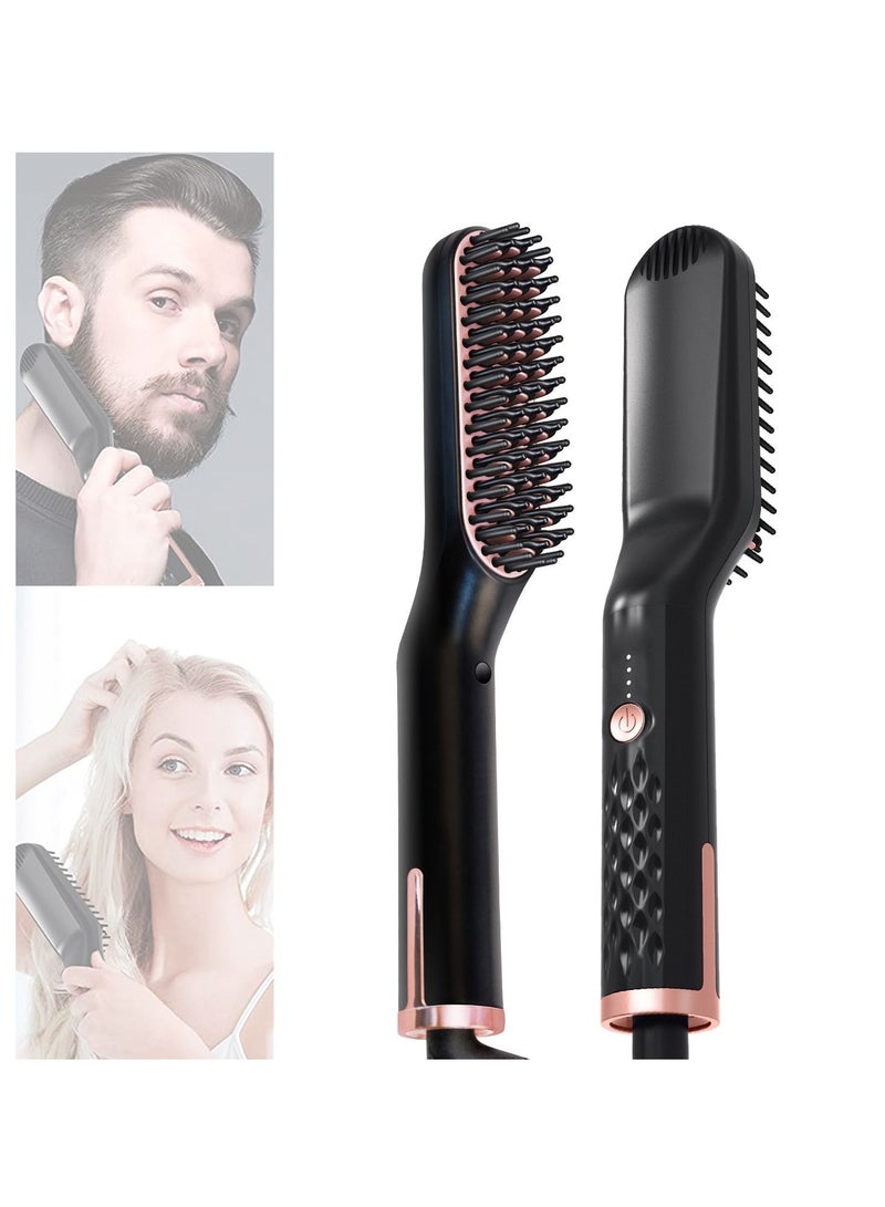 SYOSI Hair Straightener Brush Ionic Beard 30s Fast Heating Straightening for Women and Men Portable Electric Mens Comb Auto-Off Heated - Image 1