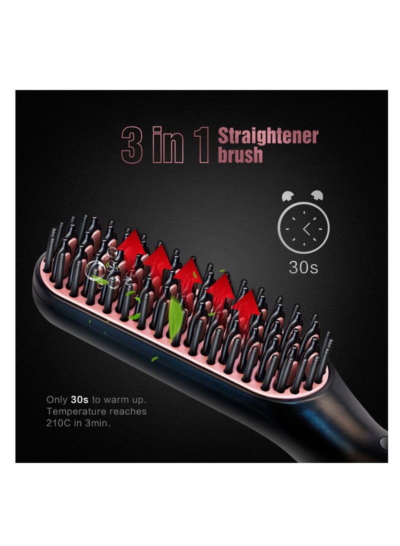 SYOSI Hair Straightener Brush Ionic Beard 30s Fast Heating Straightening for Women and Men Portable Electric Mens Comb Auto-Off Heated - Image 4