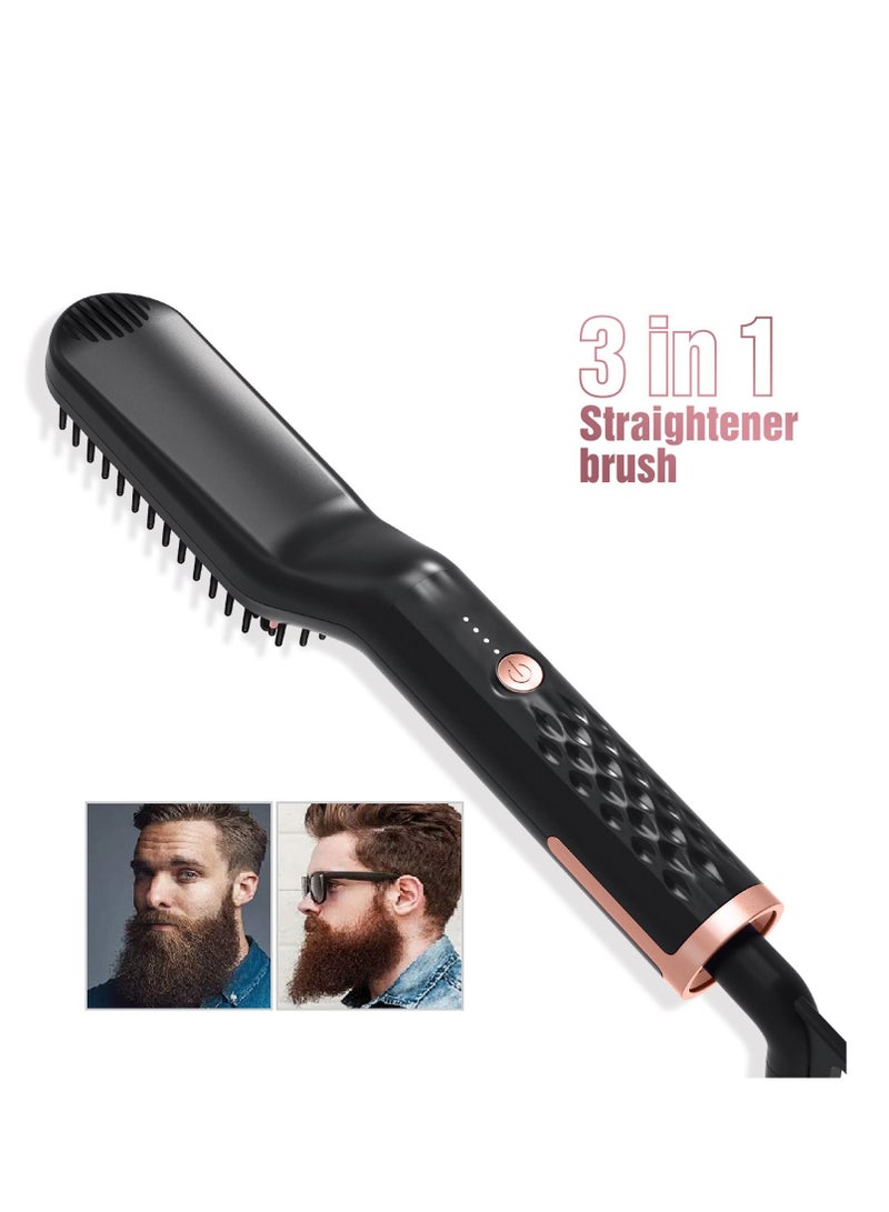 SYOSI Hair Straightener Brush Ionic Beard 30s Fast Heating Straightening for Women and Men Portable Electric Mens Comb Auto-Off Heated - Image 2