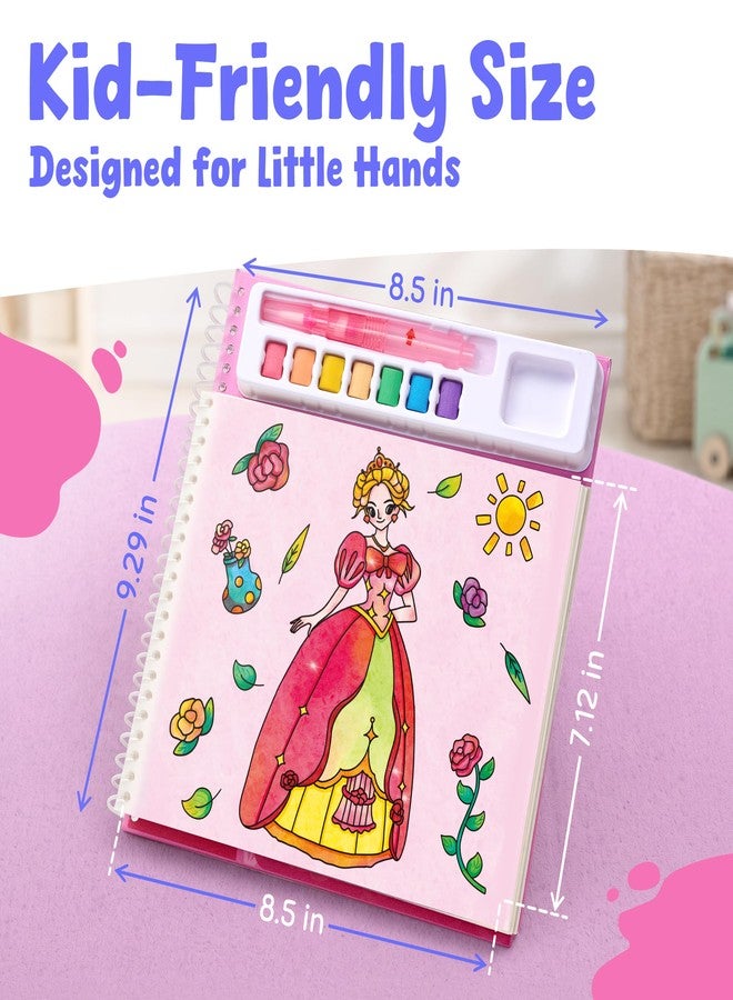 JoyCat Mix & Match Paint with Water Coloring Books, Watercolor & Sticker Activities - 150 Pcs Stickers for Kids Ages 3-8, Toddler Painting Sets Art & Craft Drawing Toy Gifts for Boys Girls (Princess) - Image 5