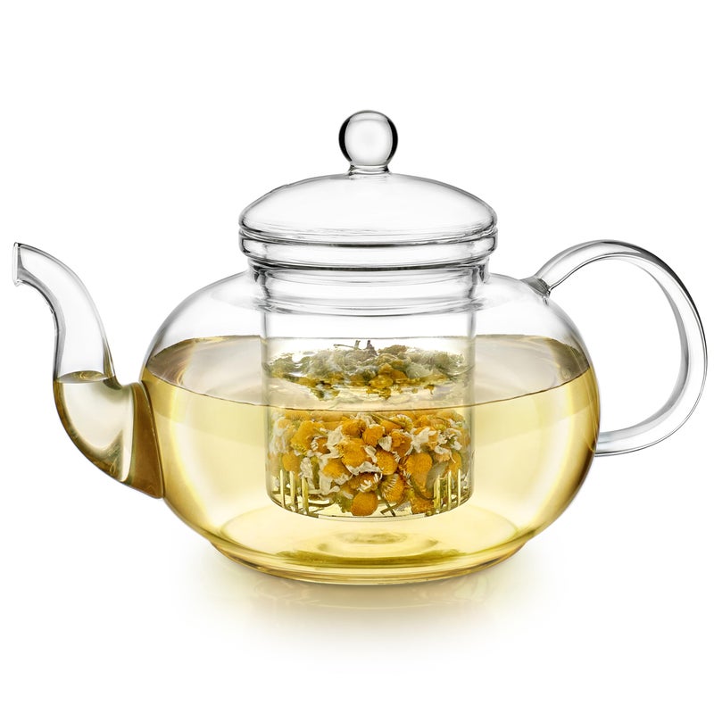 Teabloom Blossoms Glass Teapot â€“ Stovetop and Microwave Safe Borosilicate Glass Teapot with Removable Loose Tea Glass Infuser (32 Oz) - Tea Purist's Choice - Image 1
