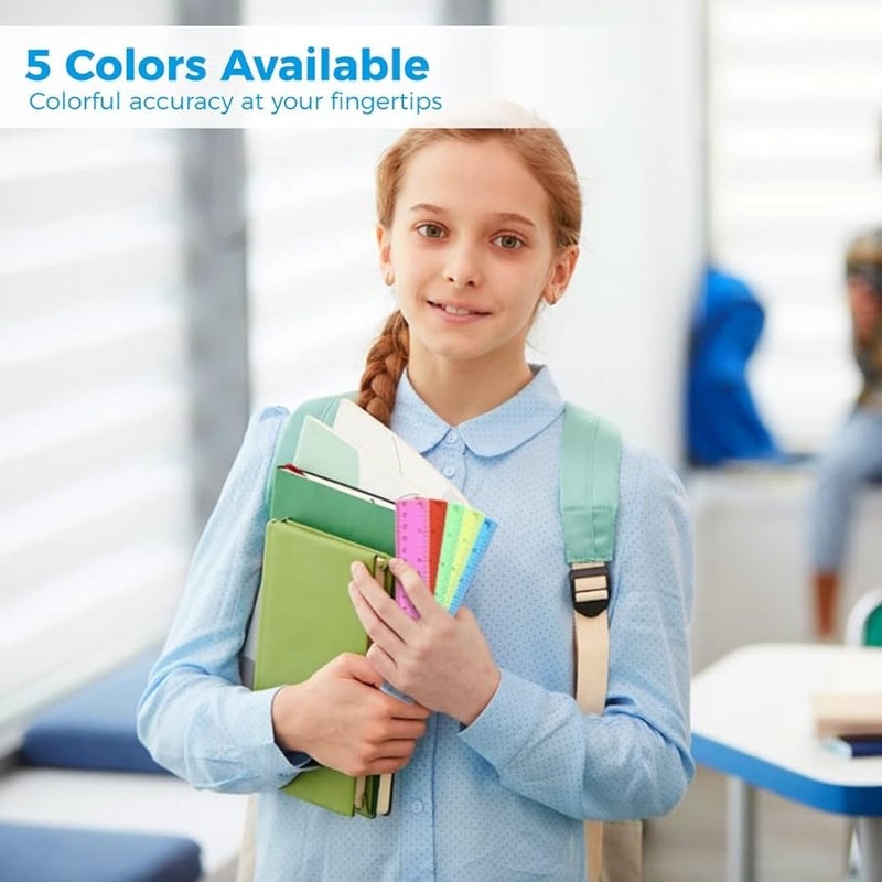 100 Pack 6 Inch Clear Plastic Ruler with Inch and Centimeter Scales for Students Office Home - Image 3