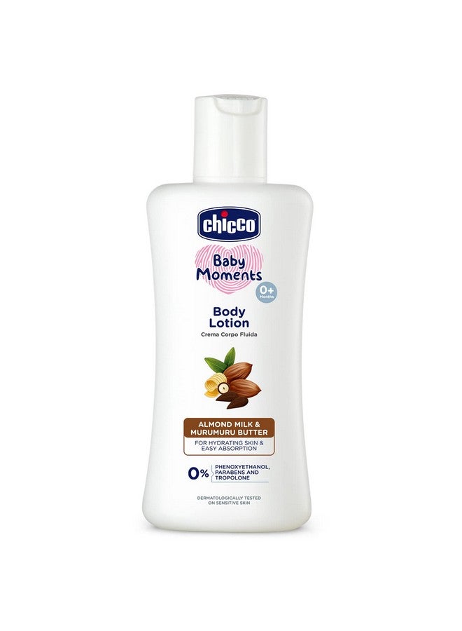 شيكو لوشن الجسم Baby Moments للأطفال | حليب اللوز وزبدة المورومورو، 100 مل | تركيبة سريعة الامتصاص بمكونات طبيعية لبشرة فائقة النعومة | تم اختباره من قبل أطباء الجلدية | خالٍ من البارابين والفينوكسي إيثانول - Image 1