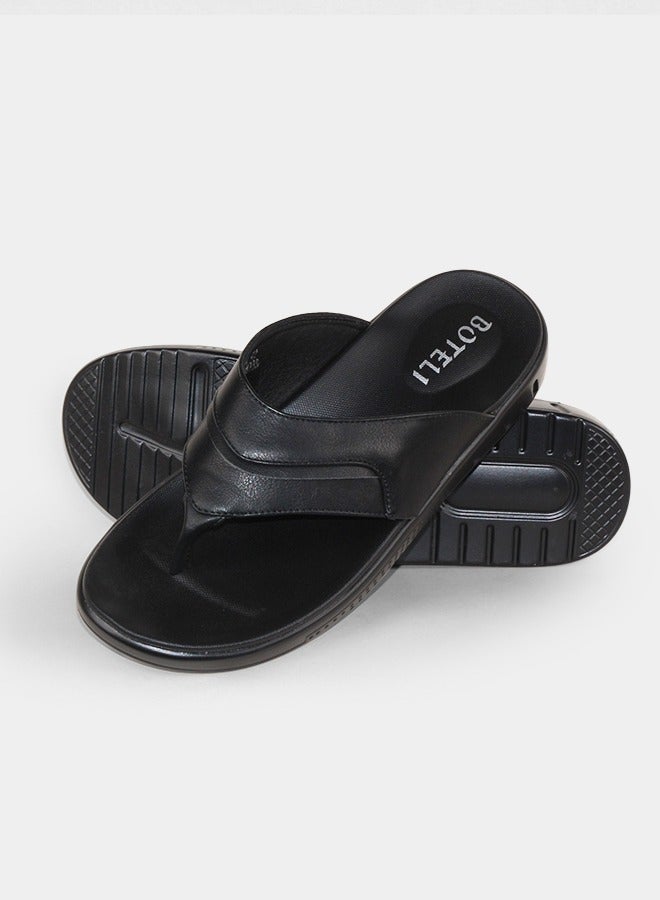 BOTELI Men's Leather Flip Flops Summer Outdoor Non Slip Thick Sole Casual Slide Sandals - Image 2