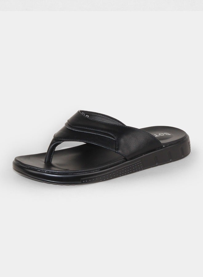 BOTELI Men's Leather Flip Flops Summer Outdoor Non Slip Thick Sole Casual Slide Sandals - Image 5