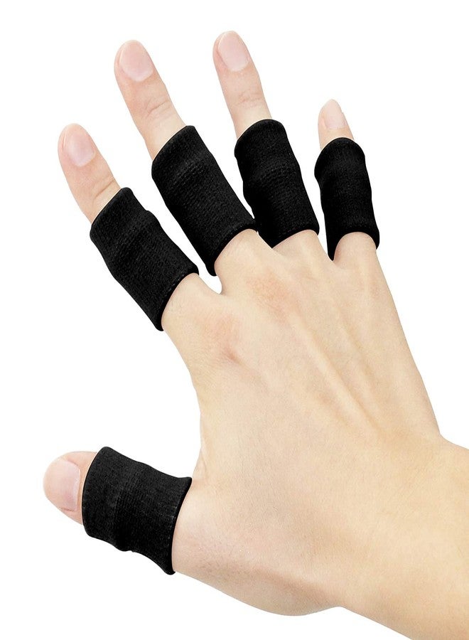 Feora9X 10 Pcs. Finger Sleeve Protector Adjustable Pain Relief Thumb Brace Support Elastic Compression Protector For Relieving Pain, Arthritis, Trigger Finger, Playing Sports Black), One Size - Image 1