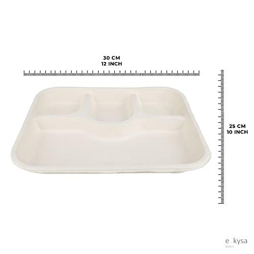 e kysa basics Disposable Bagasse Plates with 4 Compartments, Set of 15 pcs - Beige - Image 2