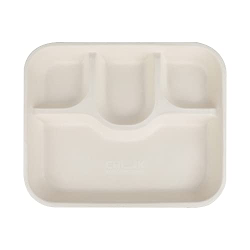 e kysa basics Disposable Bagasse Plates with 4 Compartments, Set of 15 pcs - Beige - Image 1
