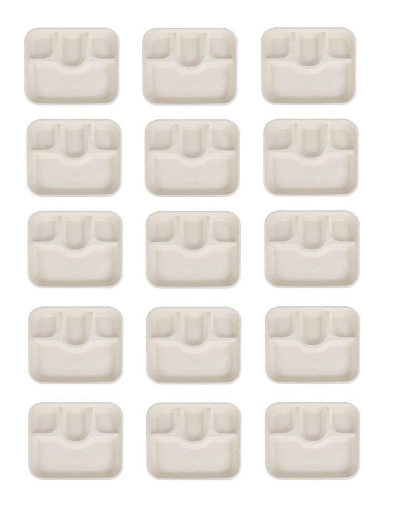 e kysa basics Disposable Bagasse Plates with 4 Compartments, Set of 15 pcs - Beige - Image 3
