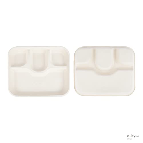 e kysa basics Disposable Bagasse Plates with 4 Compartments, Set of 15 pcs - Beige - Image 5