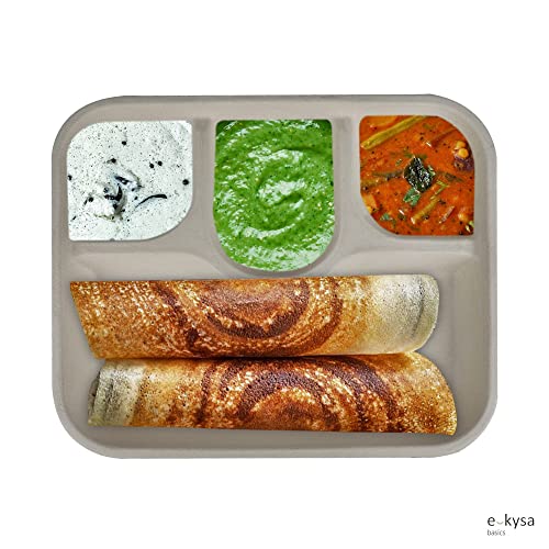 e kysa basics Disposable Bagasse Plates with 4 Compartments, Set of 15 pcs - Beige - Image 4