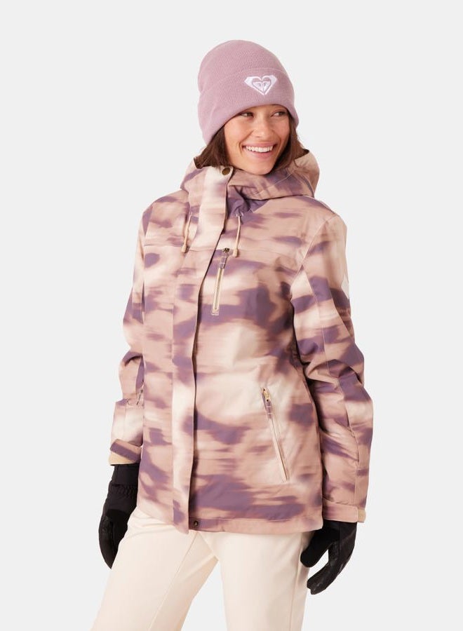 Roxy Women's Standard Jetty Block 10K Waterproof, Insulated Snow Jacket, PFAS-Free, Recycled Fabric, Tan Combo - Image 4