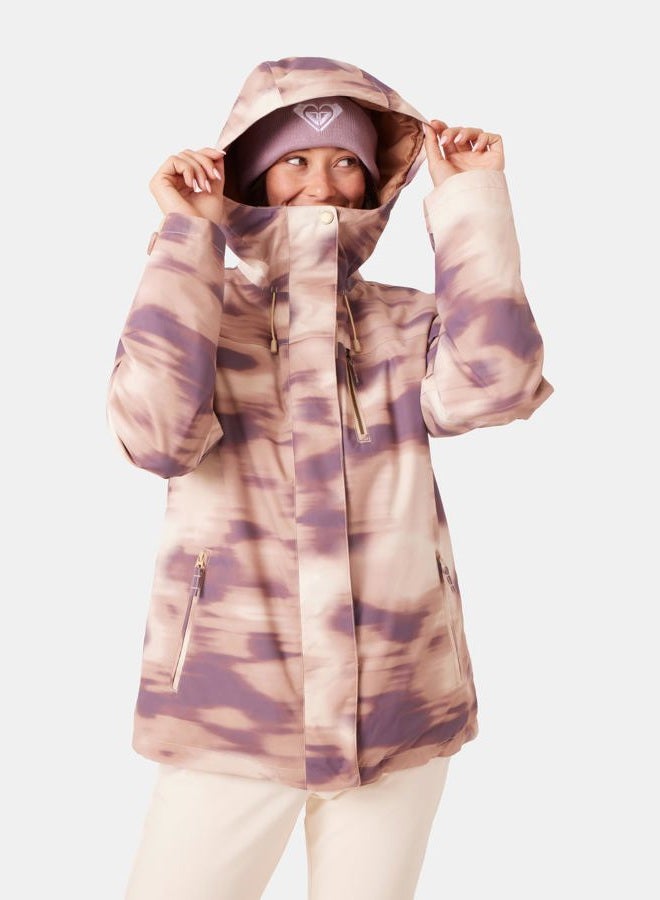 Roxy Women's Standard Jetty Block 10K Waterproof, Insulated Snow Jacket, PFAS-Free, Recycled Fabric, Tan Combo - Image 2