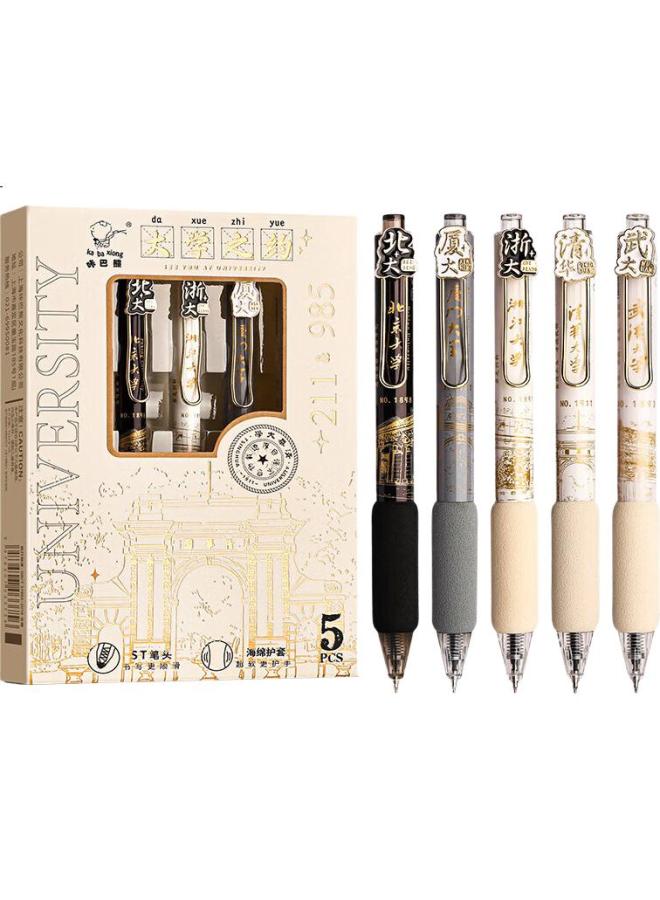 Touchcolor Soft Grip Retractable Gel Pen, 5-Pack, St Tip, Quick-Drying, For Students' Exam Practice, Exam-Specific Pen, Black, Stylish, 0.5Mm Fine Point, Signature Pen, Ink Pen - Image 1