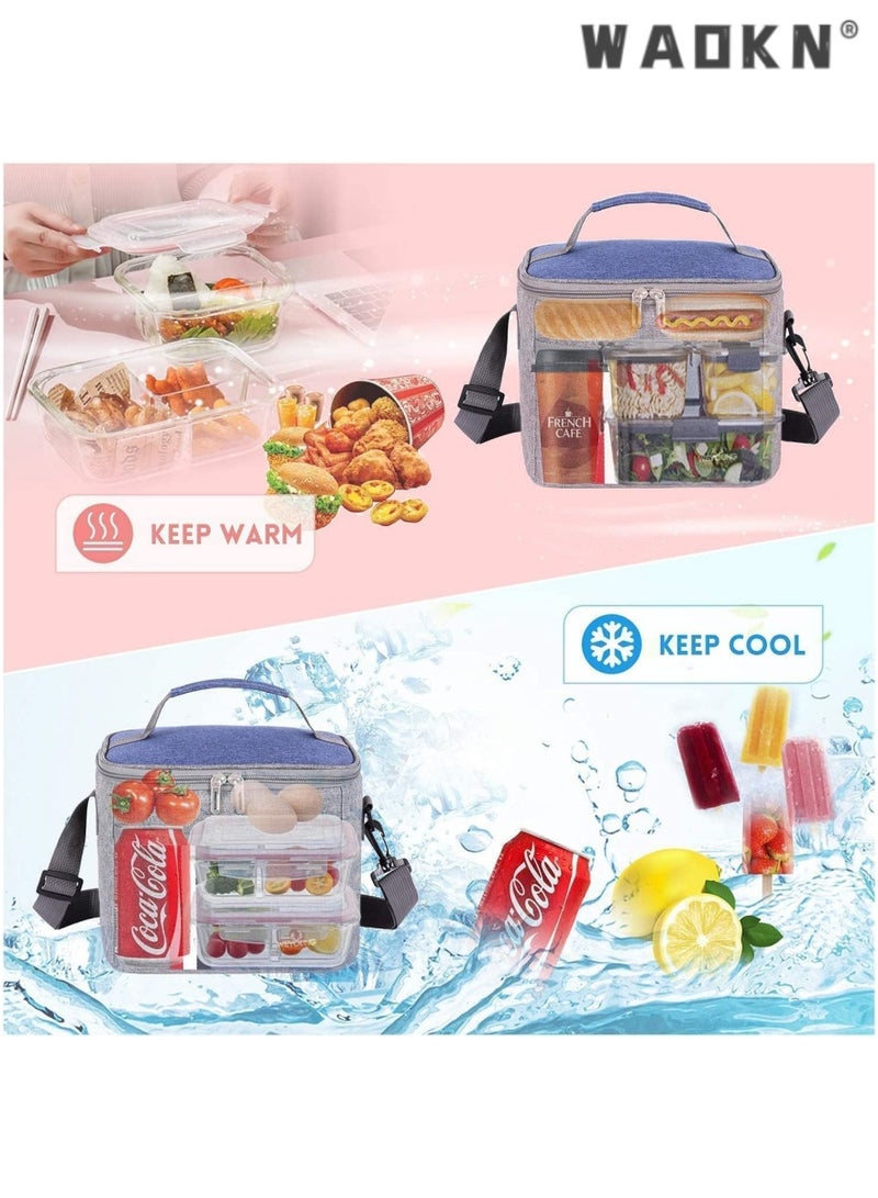 WAOKN Large Capacity Multifunctional Lunch Bag Insulated Lunch Box Large Portable Refrigerated Handbag Men And Women Adult Office One-shoulder Handbag Leakproof And Waterproof - Image 4