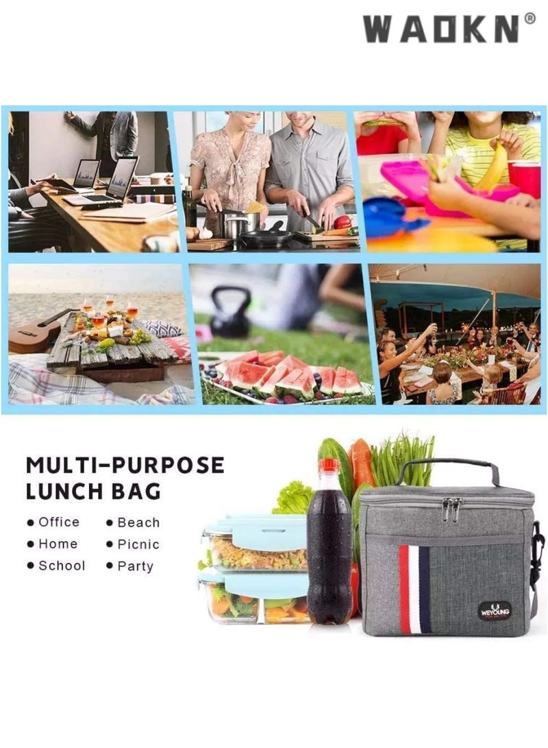 WAOKN Large Capacity Multifunctional Lunch Bag Insulated Lunch Box Large Portable Refrigerated Handbag Men And Women Adult Office One-shoulder Handbag Leakproof And Waterproof - Image 5
