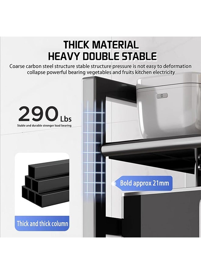 Miya 4 Tier Shelves for Storage,Storage Shelves on Wheels, Heavy Duty Standing Shelf Units, Storage Baskets Shelves for Small Spaces, With 4 Hooks, Storage Rack for Garage, Kitchen - Image 5