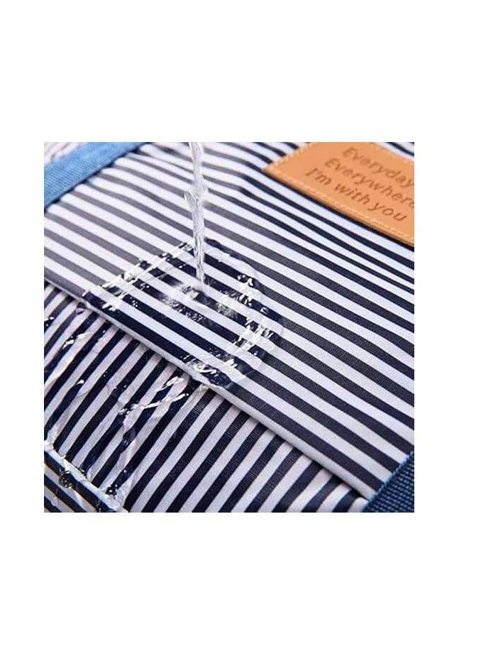 شنطة تخزين كبيرة محمولة مقاومة للماء مع سحابات، قماش اوكسفورد سميك شديد التحمل، شنطة منظمة مثالية للسفر واللحاف والبطانيات، مقاس جامبو 70 × 50 × 30 سم (ازرق فاتح مع شريط ابيض) - Image 5