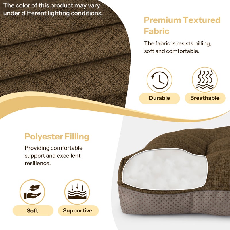 FlyGulls Non-Slip Chair Cushions for Dining Chairs Set of 4 Thick Kitchen Chair Pads Dining Room Seat Cushion with Ties 16" x 16" x 4" Coffee - Image 3