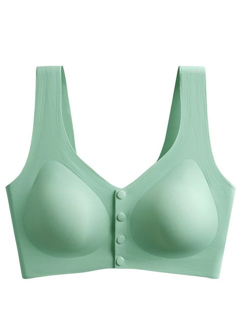 Comfy Thin Cup Front Button Nursing Bra  Matcha Green
