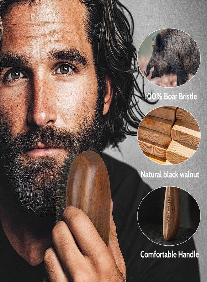 O BRUSHZOO BRUSHZOO Beard Brush, Black Walnut Boar Bristles Brush for men Soften Beard, Reduce Beard-Itch, Control Oil, Perfect Beard Styling Tool - Image 3