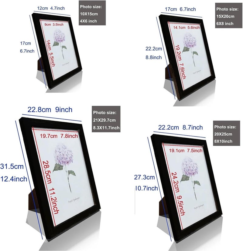 Wooden Photo Frame 5Pcs Wooden Photo Frames For Picture Wall Pictures Frame Stand For Certificate(Brown,4X6in) - Image 2