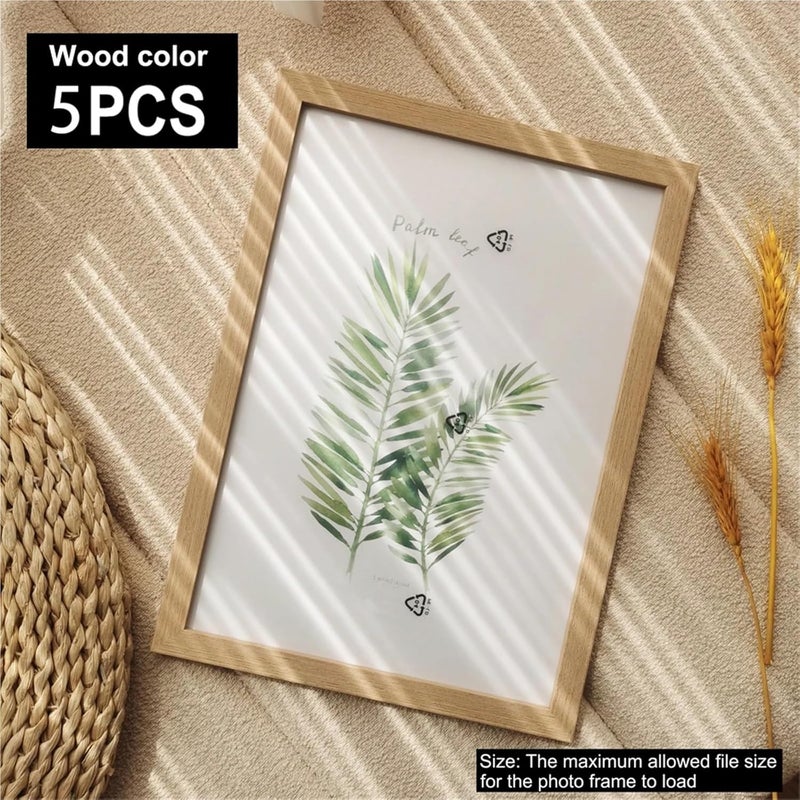 Wooden Photo Frame 5Pcs Wooden Photo Frames For Picture Wall Pictures Frame Stand For Certificate(Brown,4X6in) - Image 5