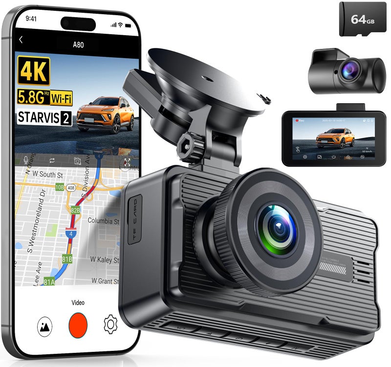 JOMISE 4K Dash Cam Front and Rear with 5Ghz WiFi GPS, Dual Dashcam with 64GB Card, 3" Screen, Night Vision, 24H Parking Mode â€“ Reliable Dash Camera for Family Cars, Rideshare Drivers, and Trucks - Image 1