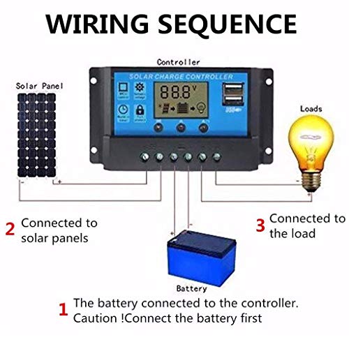 MagiDeal LCD Display 10A 20A amp Solar USB Charge Controller Regulator 12V/24V Auto Switch - 10a, One Size Solar Charge Controller 12V Solar Charger Controller - Image 4