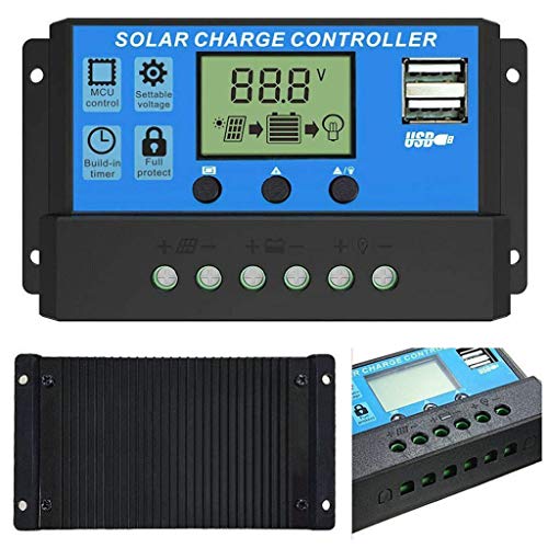 MagiDeal LCD Display 10A 20A amp Solar USB Charge Controller Regulator 12V/24V Auto Switch - 10a, One Size Solar Charge Controller 12V Solar Charger Controller - Image 1