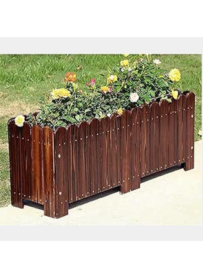 LINGWEI Wooden Flower Pot 100x30x30cm Garden Decoration Flower Pot Planting Box Wooden Planter Box brown - Image 1
