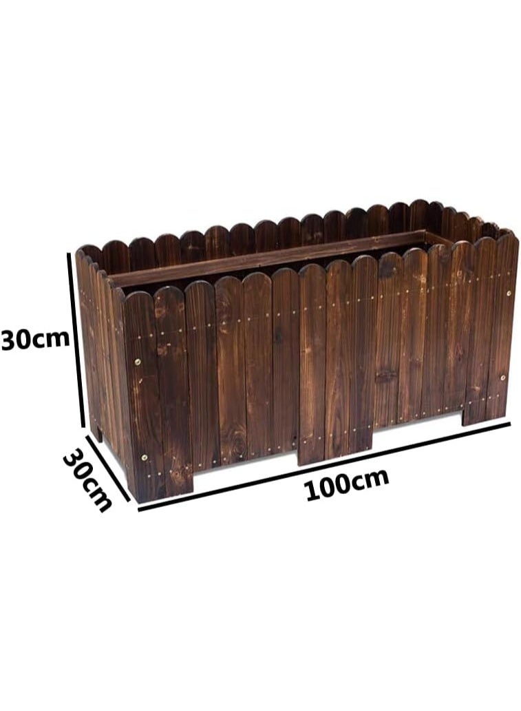 LINGWEI Wooden Flower Pot 100x30x30cm Garden Decoration Flower Pot Planting Box Wooden Planter Box brown - Image 3